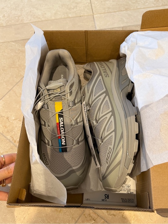 Salomon Shoes - Salomon Light Grey Trail Sneakers with Colored Logo Tabs